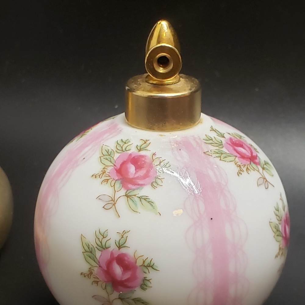 Vintage Round Ceramic Pink Flower Perfume Bottle - Picture 11 of 11